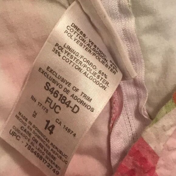 Bonnie Jean Pink Green Seersucker Dress Size 14 - Picture 6 of 12